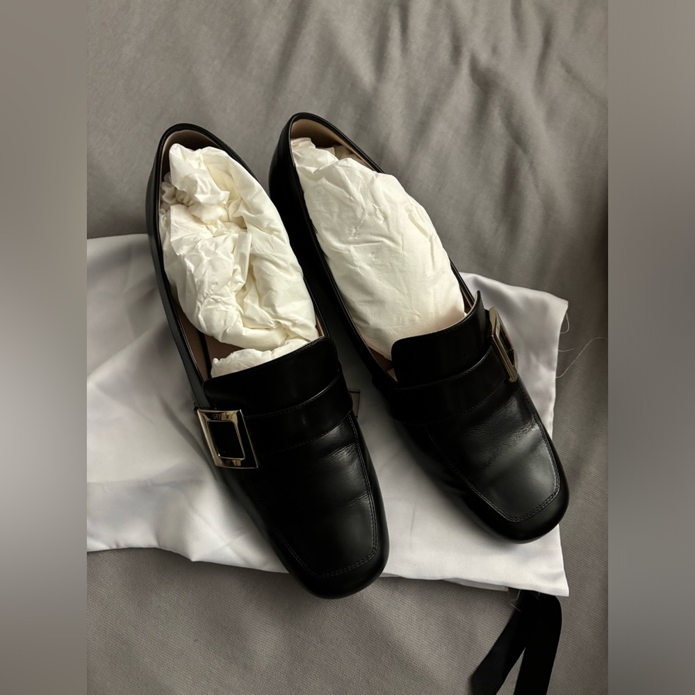 Roger Vivier Black Espadrilles with Silver Buckle - Picture 2 of 4